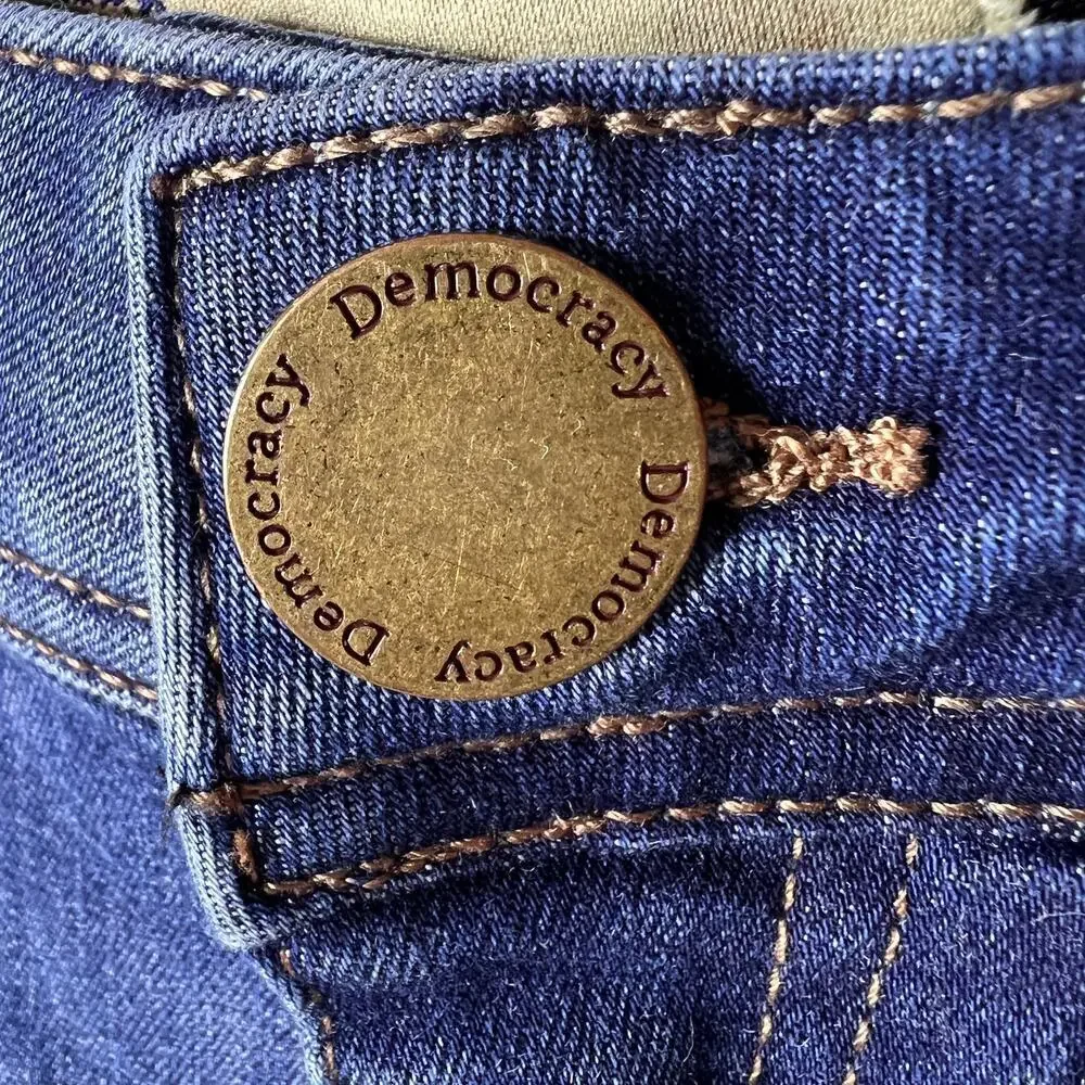 Democracy Jeans Womens Size 2 Blue Ab Technology Distressed Skinny Whiskering